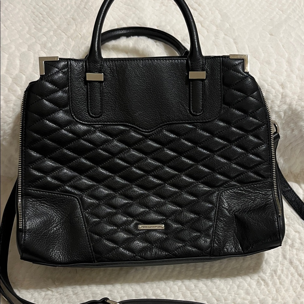 Rebecca Minkoff Classic Black Quilted Satchel with adjustable strap and Handles